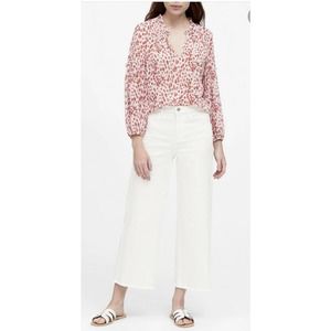 Banana Republic Sheer Leopard Peasant Top in Pink Leopard